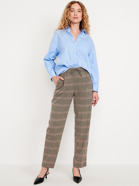 High-Waisted Billie Straight Plaid Ankle Trouser | Old Navy (US)