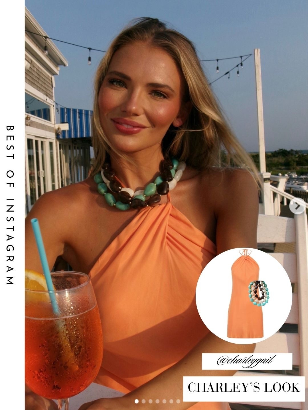 Charley Manely’s Orange Halterneck Mini Dress 📸 = @charleygail