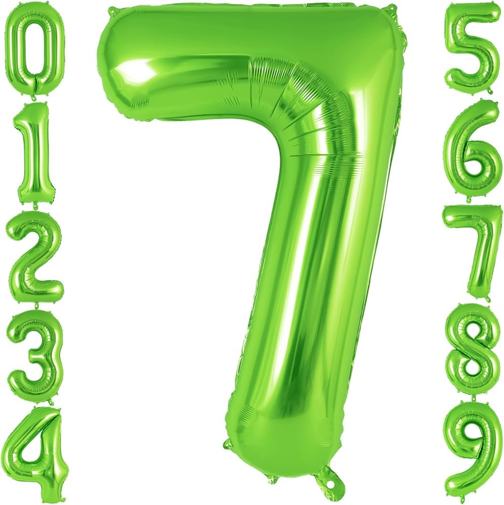 Green Number 7 Balloon 40 Inch, Big Large Foil Helium Number Balloons, Jumbo Giant Mylar Number 7... | Amazon (US)