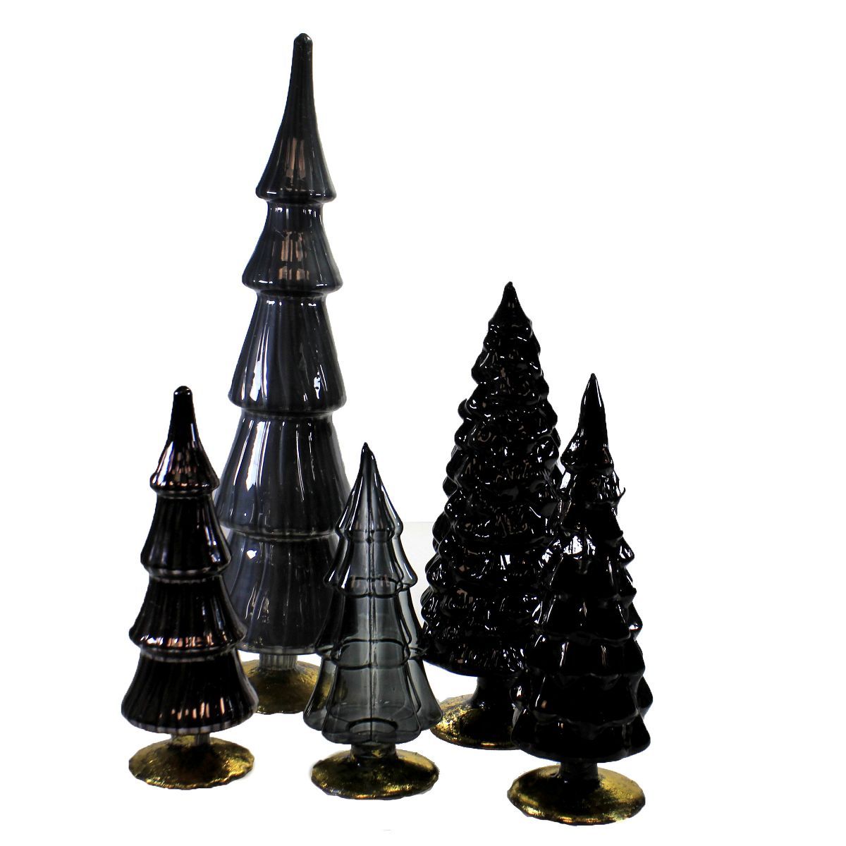 Christmas 17.0" Black Gray Glass Hued Trees S/5 Decorate Halloween Mercury Cody Foster  -  Decora... | Target
