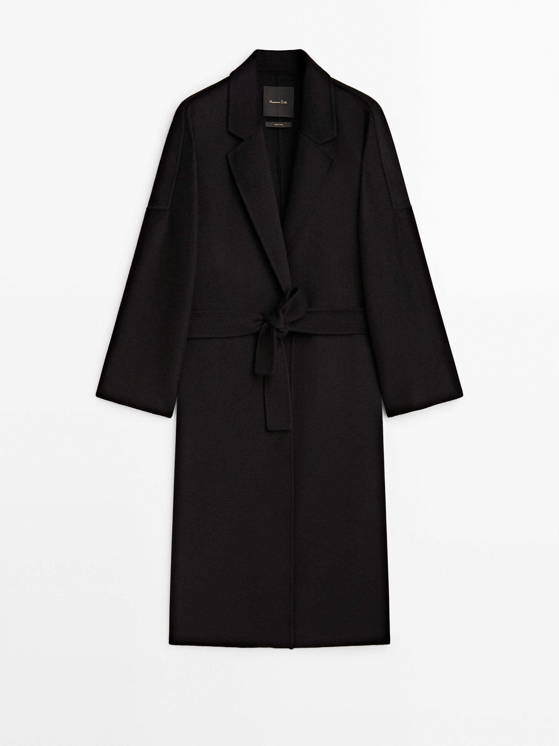 Relaxed wool blend robe coat with belt | Massimo Dutti US