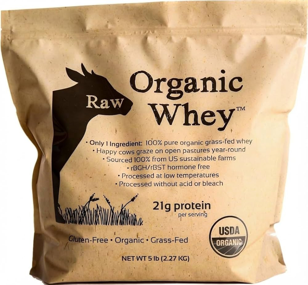 Raw Organic Whey Protein Powder, Grass Fed, Happy Healthy Cows, Undenatured, Hormone Free, Non-GM... | Amazon (US)