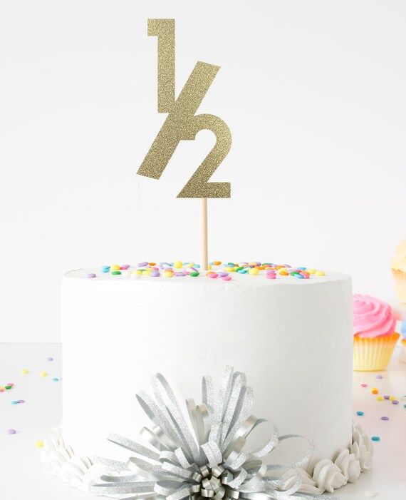 Half Birthday Cake Topper For 6 Months Birthday Party, 1/2 Birthday Celebration. Double Sided Gli... | Etsy (US)