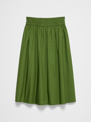 Poplin Smocked-Waist Midi Skirt | Banana Republic Factory
