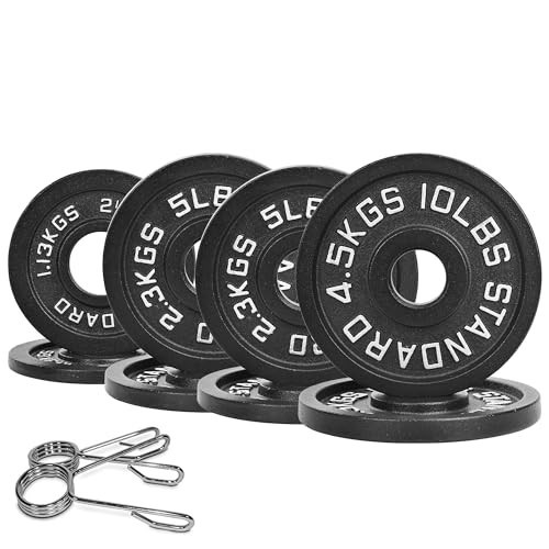 【Starter Set】2" Cast Iron Weight Plate Set | (8) Plates: Pairs of 2.5LB, 5LB, 10LB | 45 LB Total | For Standard Handles & Bars | Amazon (US)