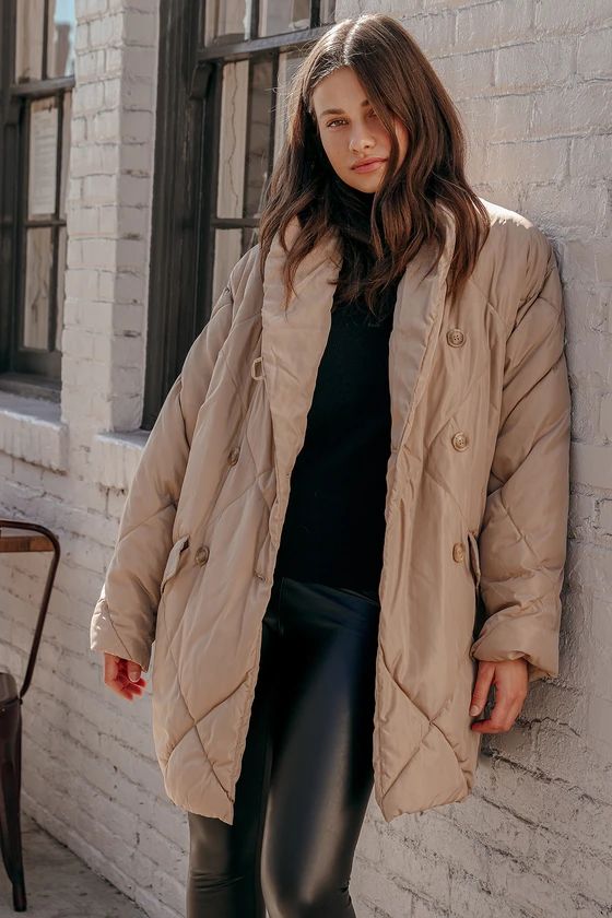 Ella Light Brown Quilted Puffer Jacket | Lulus (US)