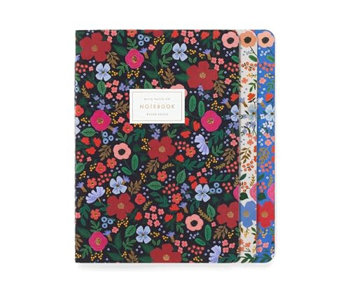 Rifle Paper Co. Wild Rose Stitched Notebook Set, 8.5" L x 6" W, Set Of 3 Notebooks, 64 Ruled Pages With Gold Ink, Canvas Paper Cover With White Text Paper Interior | Amazon (US)