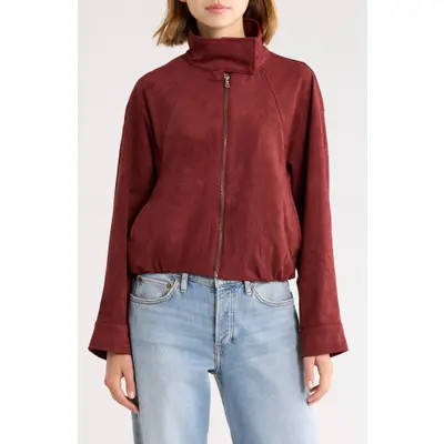 KITTENISH Faux Suede Bomber Jacket in Dusty Snake at Nordstrom, Size Large | Nordstrom