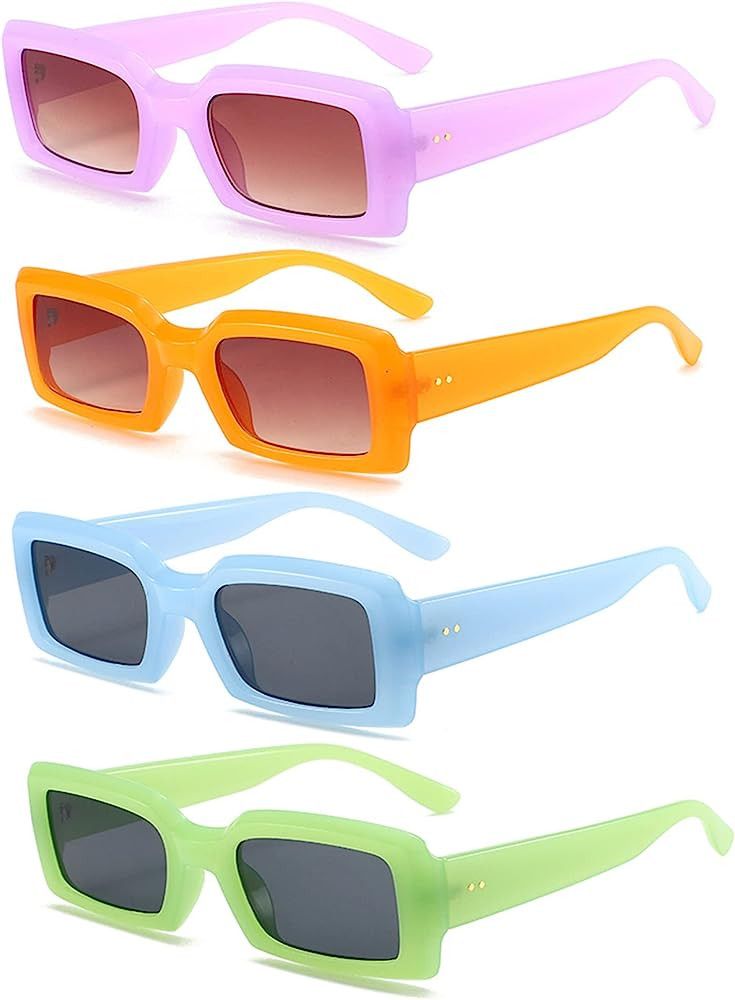 Dwenarry Retro 90s Rectangle Sunglasses For Women Trendy Chunky Glasses Square Fashion Sunglasses... | Amazon (US)