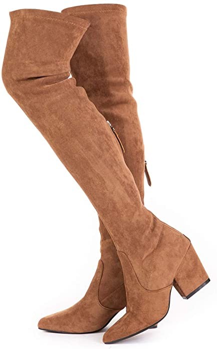 N.N.G Women Boots Winter Over Knee Long Boots Fashion Boots Heels Autumn Quality Suede Comfort Sq... | Amazon (US)