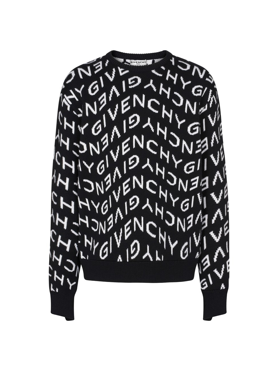 Givenchy Men's Refracted Logo Jacquard Crewneck Sweater - Black White - Size XL | Saks Fifth Avenue