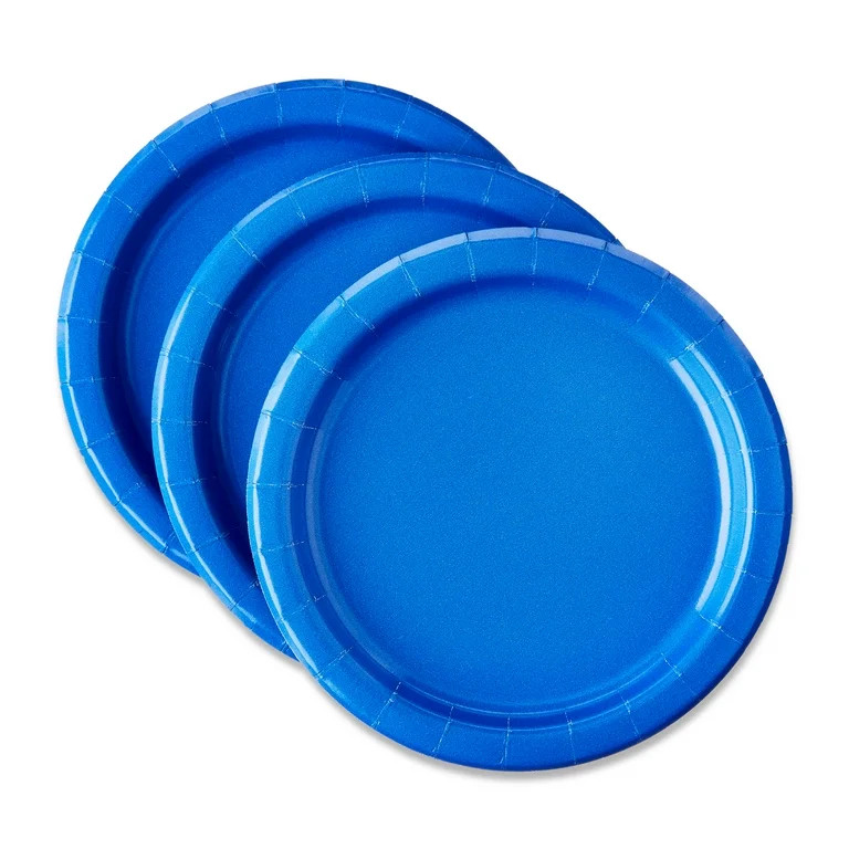 Disposable Paper Plates, 7", Blue, 70 Count, by Way To Celebrate | Walmart (US)