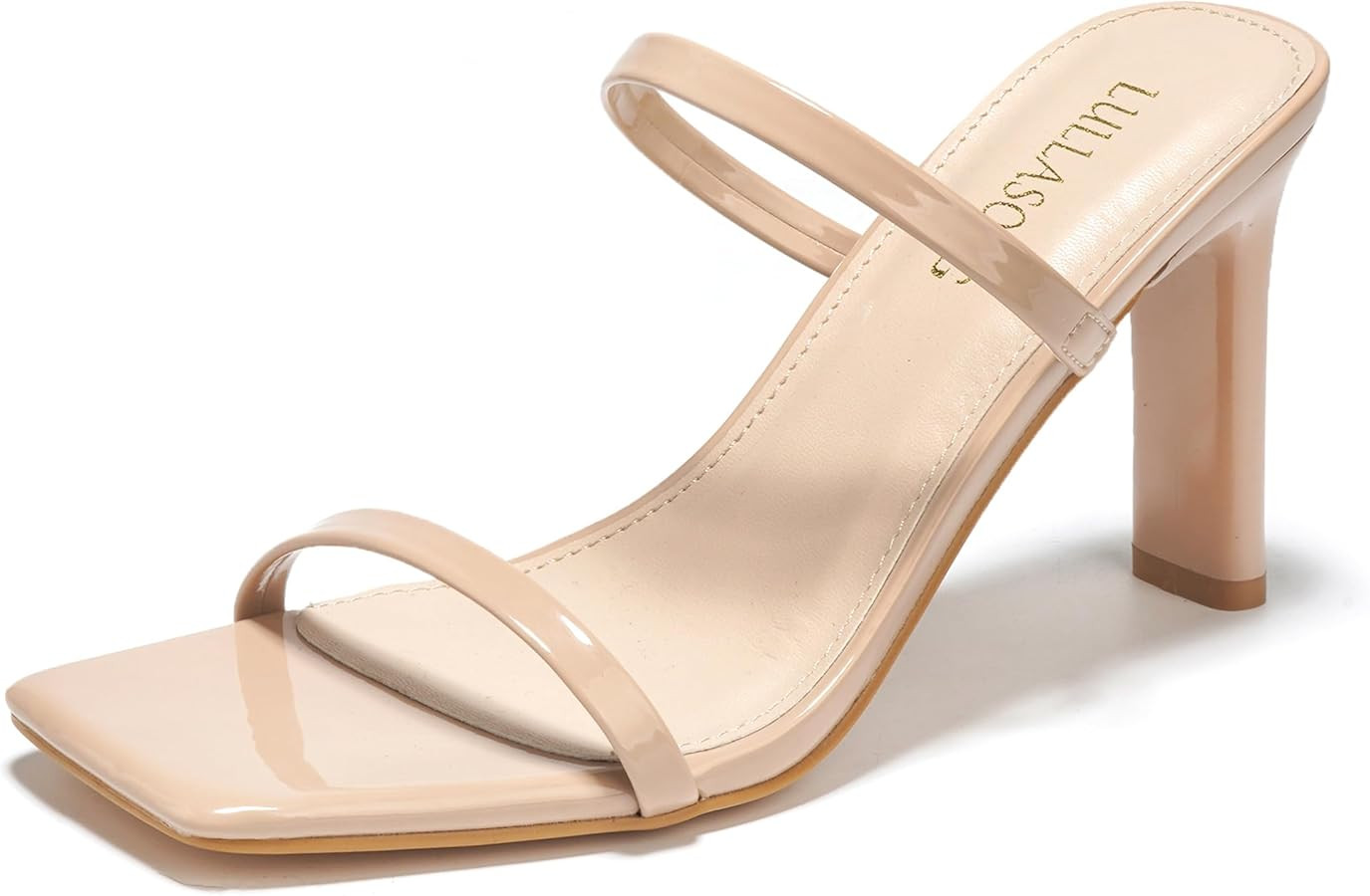 Women's Heels Sandals Block Chunky Mid Heels Slip On Slides 3.5 Inch Heeled Square Open Toe Sanda... | Amazon (US)