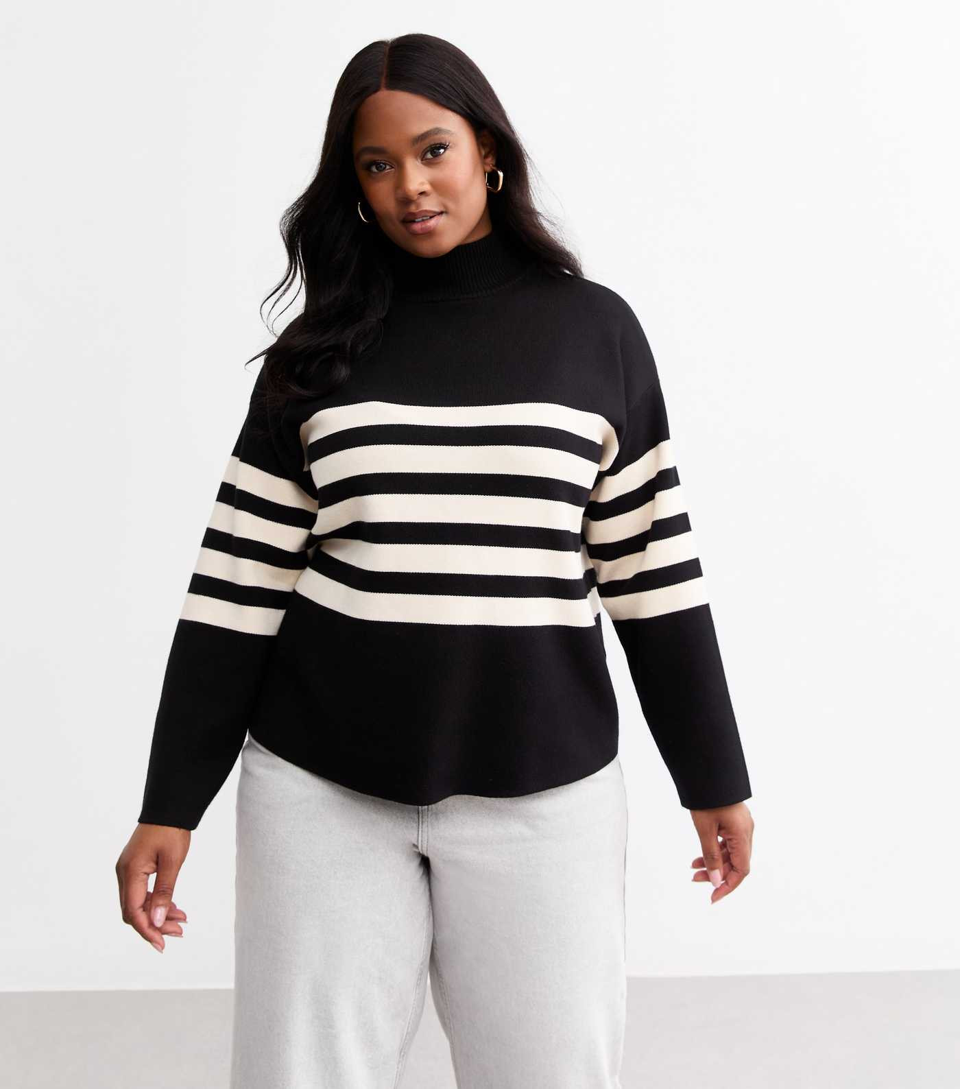Curves Black Compact Knit Striped Jumper
						
						Add to Saved Items
						Remove from Saved ... | New Look (UK)