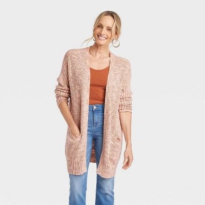 Women&#39;s Marled Open-Front Cardigan - Knox Rose&#8482; Peach XS | Target