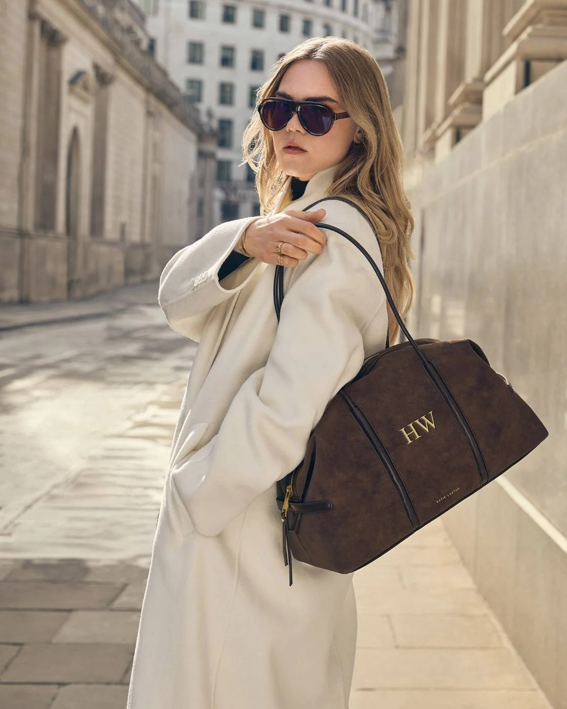 Madison Large Suedette Shoulder Bag in Bitter Chocolate | Katie Loxton Ltd. (UK)