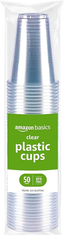 Amazon Basics Disposable Clear Plastic Cups, 16oz, 50 Count | Amazon (US)
