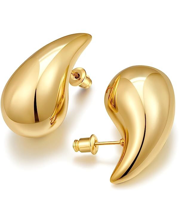 FAMARINE Waterdrop Gold Earrings for Women Teardrop Gold Big Earrings Fashion Jewelry Gift | Amazon (US)