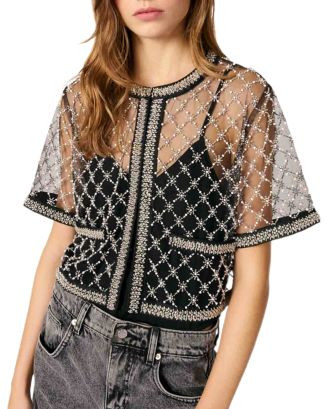 Maje Embroidered Tulle Top  | Bloomingdale's Women | Bloomingdale's (US)