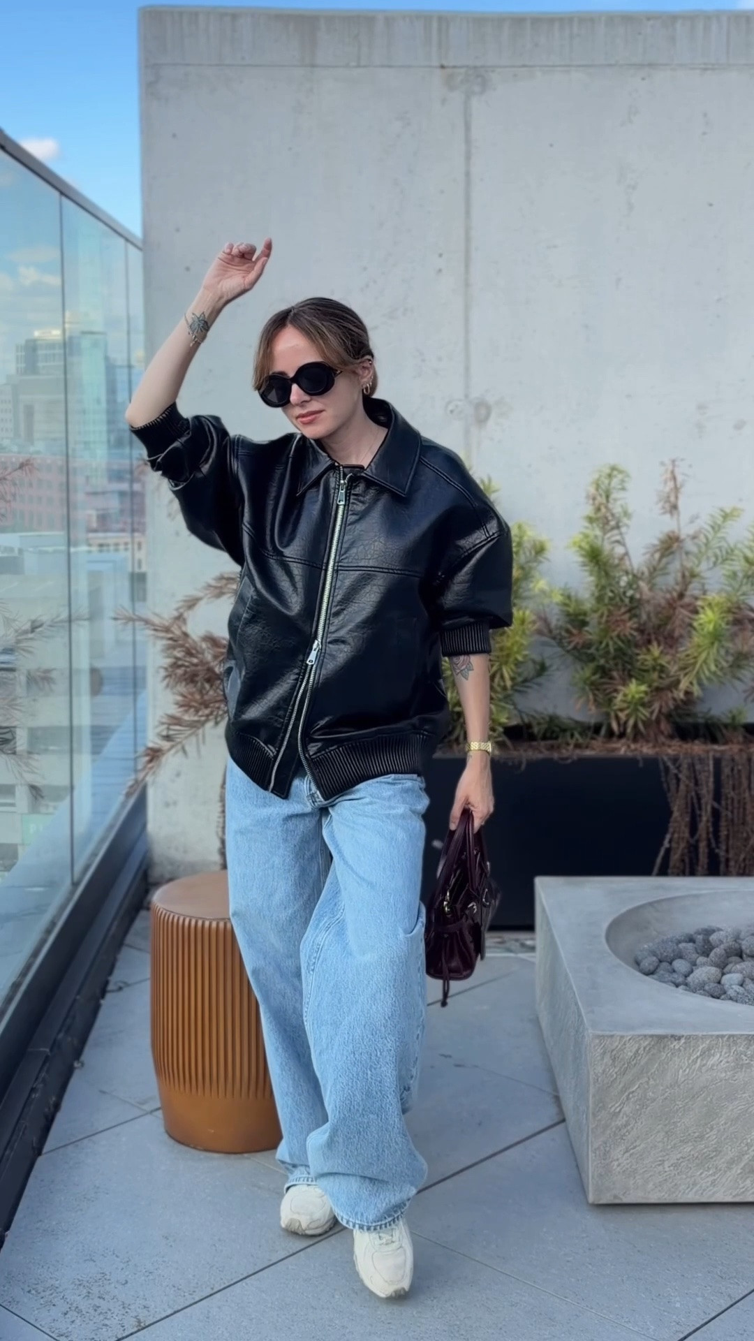 The best vintage inspired leather jacket for fall. Easy cool and casual. Wearing size 23 jeans.

#LTKootd #LTKSeasonal #LTKPetite