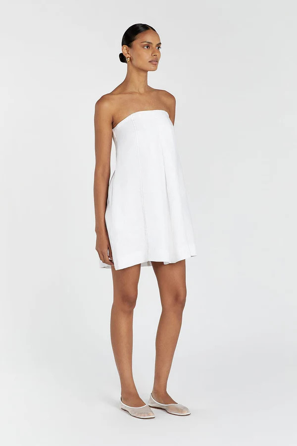 SIMONA WHITE LINEN MINI DRESS | DISSH