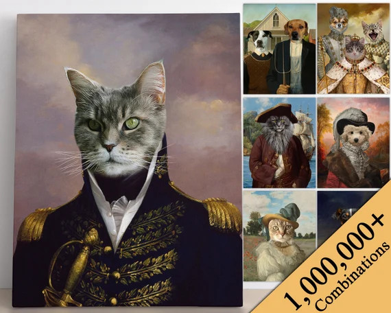 Pet Portrait, Custom Pet Portrait, Pet Portrait Custom, Dog Portrait, Cat Portrait, Regal Royal A... | Etsy (US)