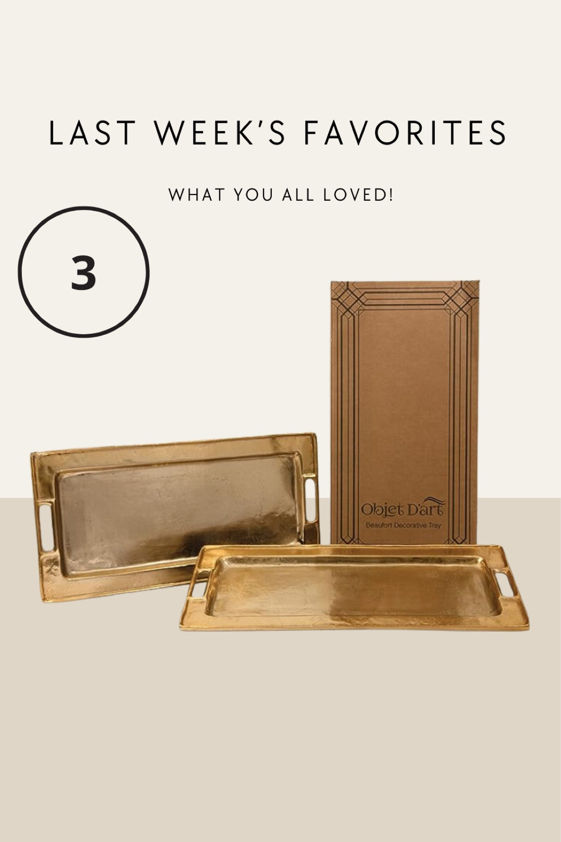 Set of 3 large gold trays, these are heavy!  Beautiful home decor piece.

#LTKFindsUnder100 #LTKHome