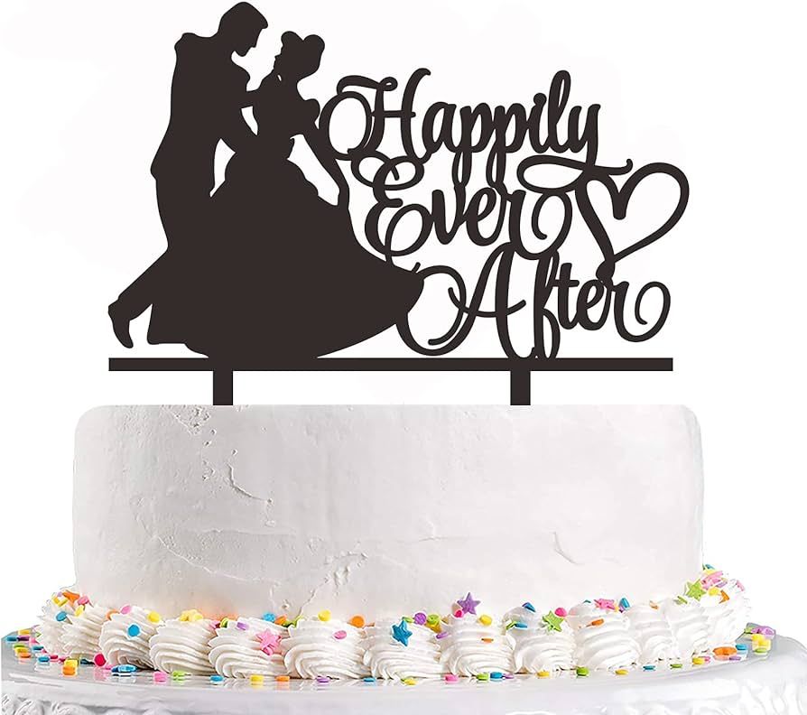 Happily Ever After Wedding Cake Topper - Bride and Groom Embrace Dance Cake Topper for Wedding En... | Amazon (US)