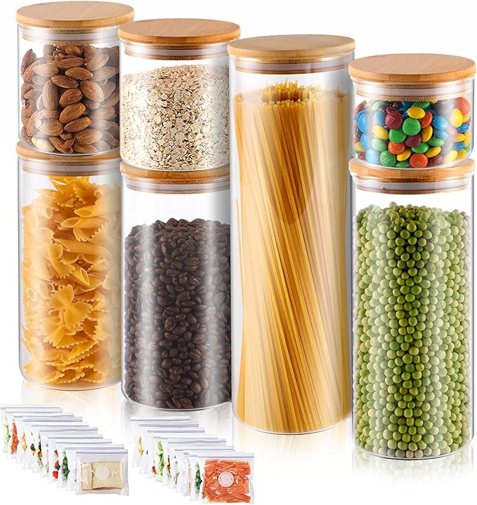 Glass Jars for Food Storage, Airtight Glass Food Canisters for Home and Kitchen, BPA Free Contain... | Amazon (US)