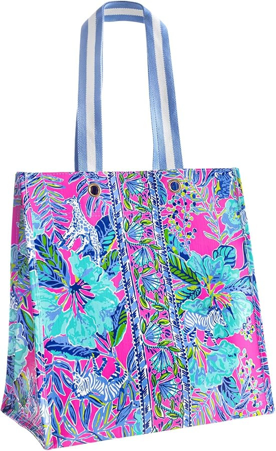 Lilly Pulitzer Market Shopper Bag, Reusable Grocery Tote, Shoulder Bag for Produce or Travel | Amazon (US)