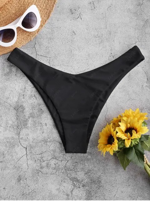 ZAFUL High Leg Plain Bikini Bottom - Black S | ZAFUL (Global)