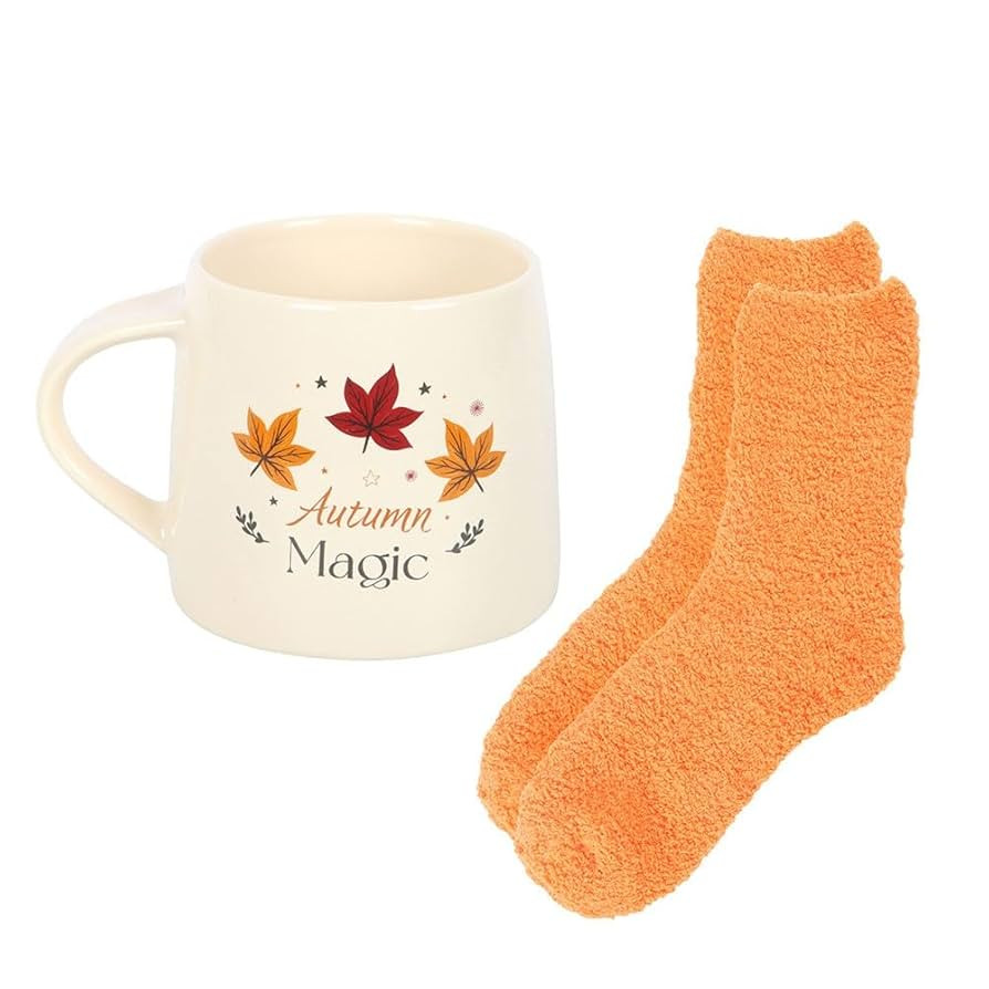 Autumn Magic Mug and Sock Set, Harvest Moon Design, Ceramic Mug (380 ml), Cozy Autumn Socks, Seas... | Amazon (DE)