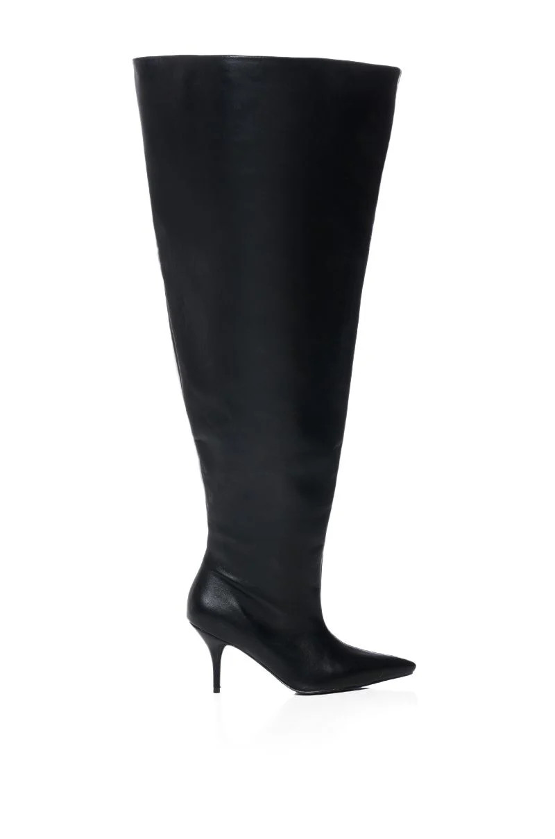AMBY-BLACK THIGH HIGH STILETTO BOOT | Azalea Wang