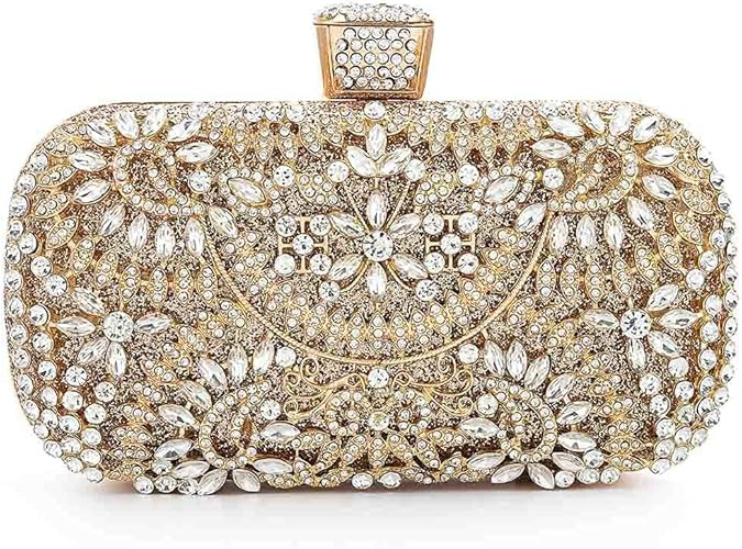 Yokawe Womens Crystal Evening Clutch Bag Bridal Wedding Purse Rhinestone Party Prom Handbag | Amazon (US)
