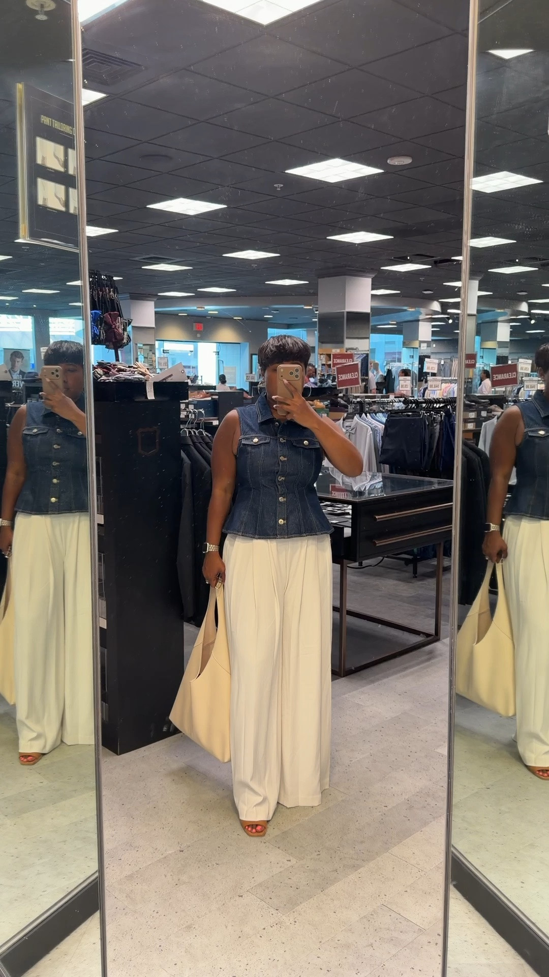 Sunday OOTD 
Chic casual outfit 
Blue denim vest
White wide leg pants 
Summer outfit

#LTKootd