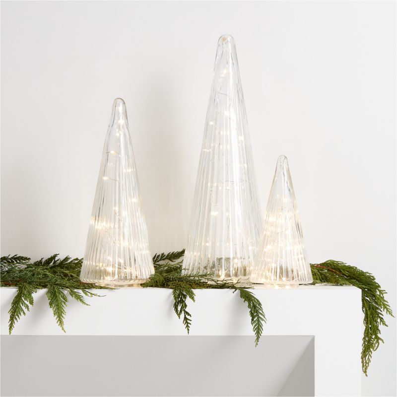 Ribbed Clear Glass Christmas Trees, Set of 3 + Reviews | Crate & Barrel | Crate & Barrel