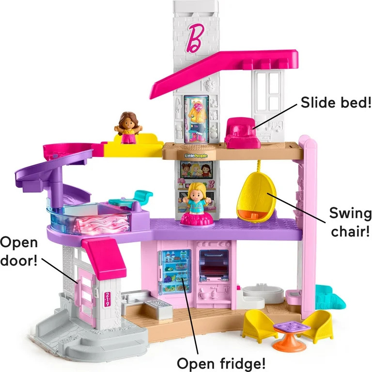Fisher-Price Little People Barbie Little DreamHouse Toddler Playset with Music & Lights, 7 Pieces | Walmart (US)