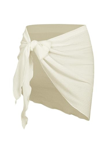 ZAFUL Sarong Coverups for Women Tie Side Bathing Suit Cover Up With Elastic, Beige | Amazon (US)
