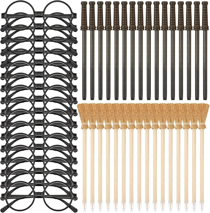 Flutesan Wizard Wand Party Favors for Kids, Wands Pencils Witch Broom Pencil and Glasses with Rou... | Amazon (US)