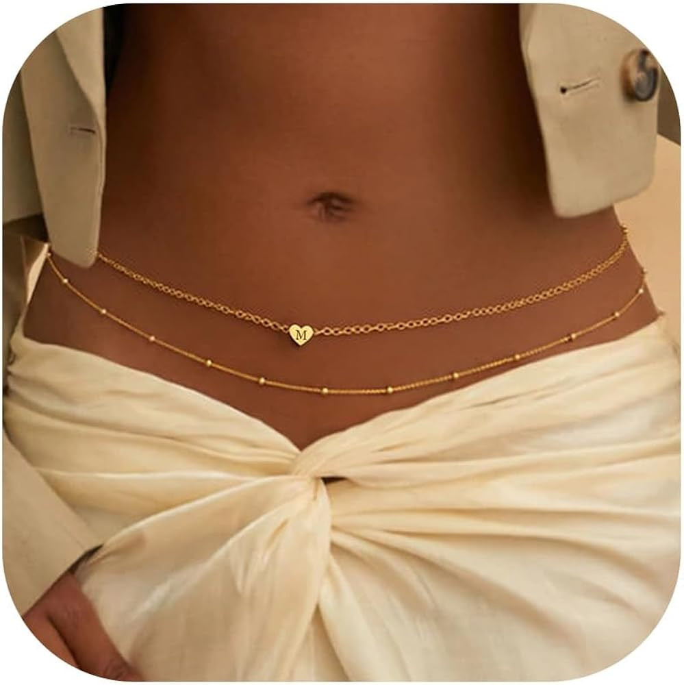 Body Chain for Waist Dainty Belly Bikini Chain Personalized Custom Heart Charm Beachwear Women Be... | Amazon (CA)