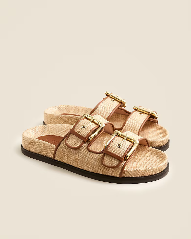 New Colbie wide-strap sandals in faux raffia | J. Crew US