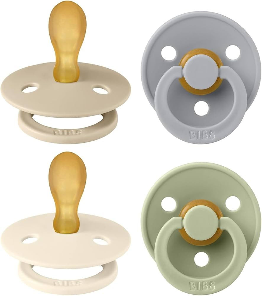 BIBS Colour Pacifier with Symmetrical Nipple| Natural Rubber Baby Pacifier | Set of 4 BPA-Free So... | Amazon (US)