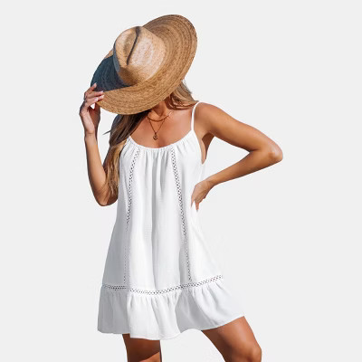 Cupshe Women's Beach Belle Cover-Up Mini Dress-M-White | Target