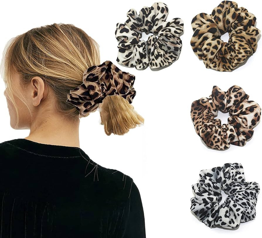 Leopard Print Hair Accessories Bundle - Ring, Elastic Band, Head Flower, Hair Rope for Women or G... | Amazon (US)