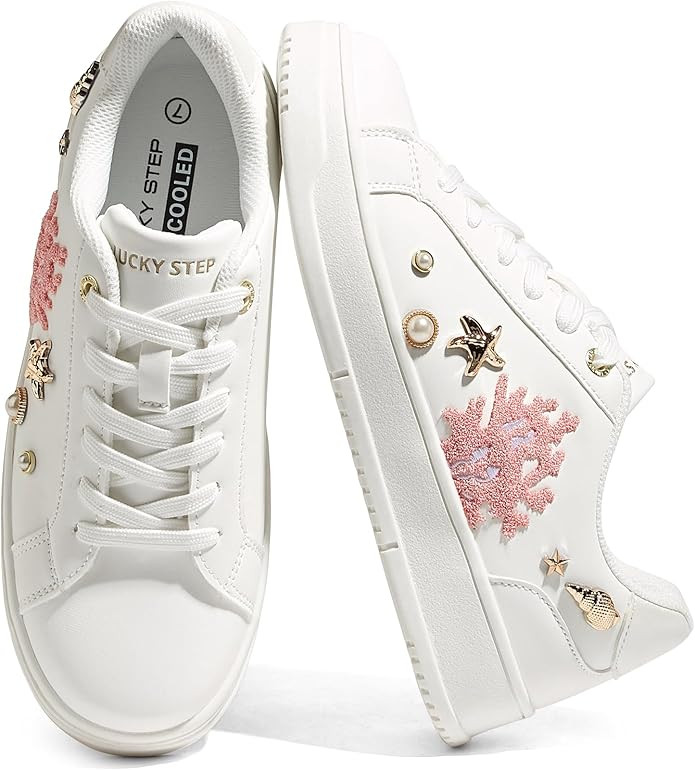 LUCKY STEP Women's Printed Fashion Sneakers - Non Slip Comfortable Walking Shoes - Lightweight Ca... | Amazon (US)