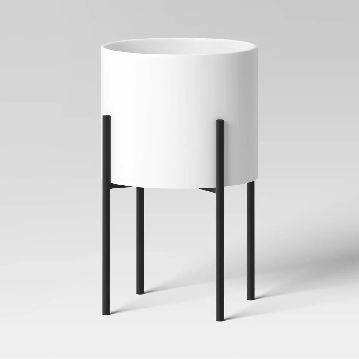 2pc Iron Indoor Outdoor 1 Planter Pot with Stand White/Black - Threshold™ | Target