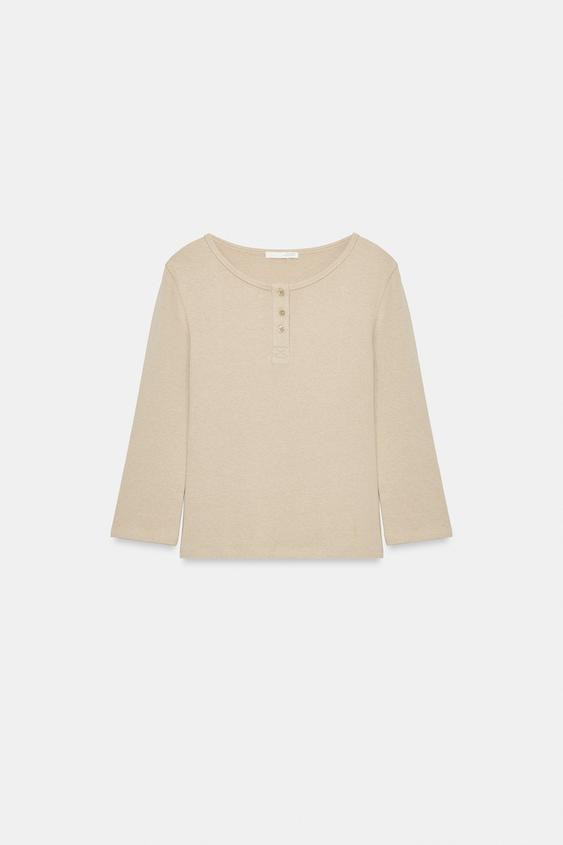 Zara - Henley T-Shirt - White - S - Woman | Zara UK