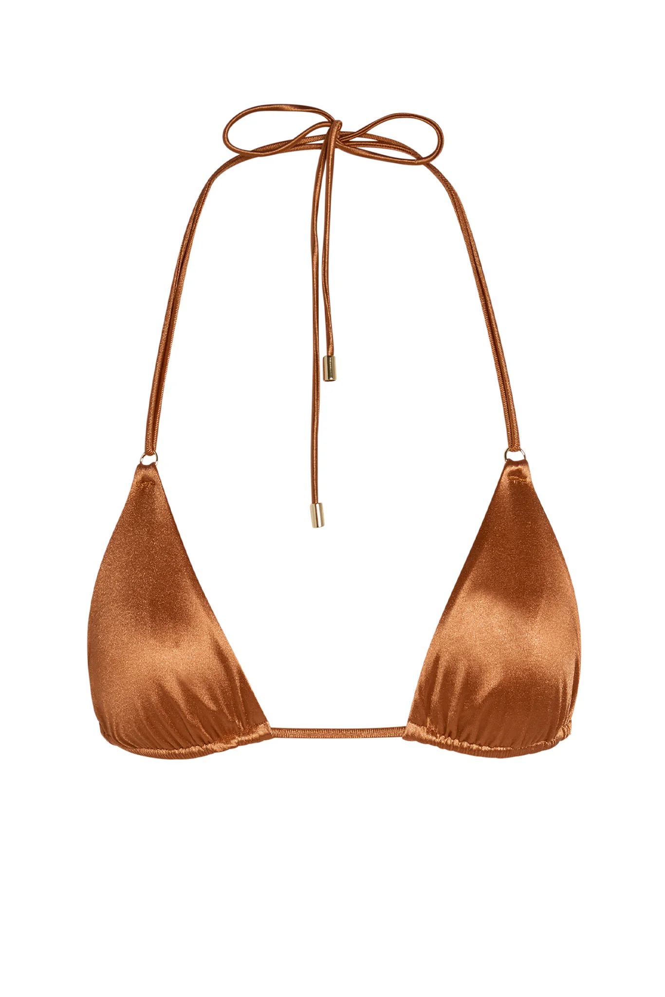 Hanalei Top - Bronze Shiny Jersey | Monday Swimwear