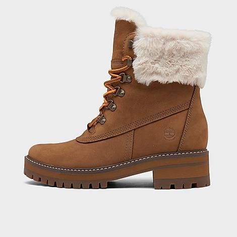 Timberland Women's Courmayeur Valley Waterproof 6 Inch Shearling Boots in Brown/Medium Brown Nubuck  | Finish Line (US)