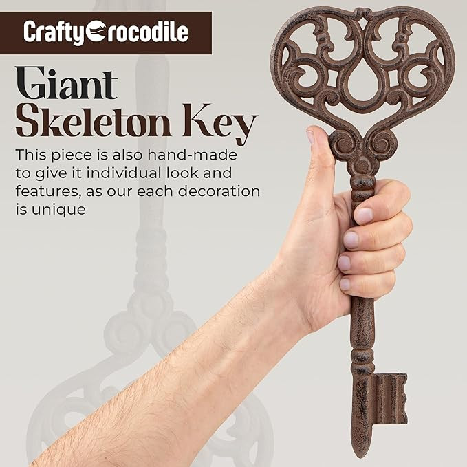 CraftyCrocodile Large Cast Iron Skeleton Key - Gothic Furniture Rustic Home Decor for Farmhouse, ... | Amazon (US)